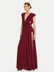 Elisabetta Franchi Sukienka wieczorowa AB-R15-56E2-V690 Bordowy Regular Fit. Czerwone sukienki damskie Elisabetta Franchi, bez wzorów, z wiskozy, wizytowe, bez kołnierzyka, bez ramiączek. Za 2,989.00 zł.