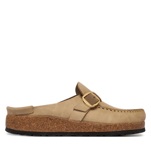 Klapki Birkenstock. Brązowe klapki damskie Birkenstock, bez wzorów, bez obcasa, bez zapięcia. Za 550.99 zł.