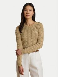 LAUREN RALPH LAUREN Sweter 200P14039006 Beżowy Regular Fit. Brązowe swetry nierozpinane damskie Lauren Ralph Lauren, s, bez wzorów, z bawełny, bez kołnierzyka, bez ramiączek. Za 859.99 zł.