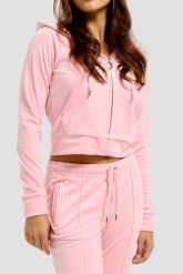 JUICY COUTURE Różowa damska bluza Madison Hoodie. Czerwone bluzy damskie Juicy Couture, s, bez wzorów, z elastanu, eleganckie, bez ramiączek, z kapturem. W wyprzedaży za 388.99 zł.