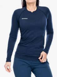 Bluza termoaktywna damska Mammut Trift Longsleeve. Niebieskie bluzy damskie Mammut, m, bez wzorów, z poliamidu, marine, bez ramiączek, bez kaptura. Za 455.55 zł.