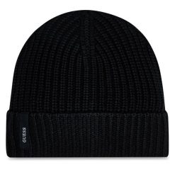 Czapka Guess. Czarne czapki męskie Guess, na zimę, z aplikacjami. Za 149.99 zł.