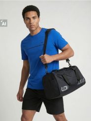 Torba sportowa z odblaskowymi elementami U DYNAMIC - czarny. Czarne torby sportowe męskie Sinsay, bez wzorów, małe. Za 49.99 zł.