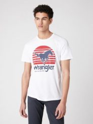 WRANGLER SS HORSE TEE MĘSKI T-SHIRT WHITE W7G1D3989 112131823. Białe t-shirty męskie Wrangler, m, bez wzorów, bez kołnierzyka, bez ramiączek. Za 69.99 zł.
