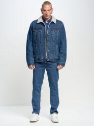 Kurtka męska jeansowa z kożuszkiem niebieska Ruben 353. Niebieskie kurtki męskie BIG STAR, l, bez wzorów, z bawełny, eleganckie, bez kaptura. Za 499.99 zł.