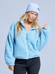 Kurtka Fluffy - Damska - Cztery pory roku - Miś Teddy - Lodowy błękit. Niebieskie kurtki sportowe damskie POEDERBAAS, xs, bez wzorów, z materiału, bez ramiączek, bez kaptura, narciarskie. Za 199.42 zł.