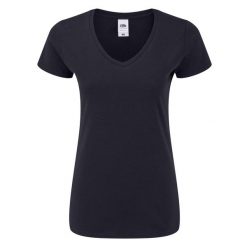 Koszulka Damska Iconic 150 Z Dekoltem V. Niebieskie bluzki damskie fruit of the loom, xl, bez wzorów, sportowe, bez kołnierzyka, bez ramiączek. Za 40.99 zł.