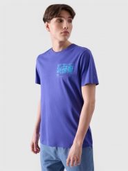 4F T-shirt regular z nadrukiem męski - fioletowy XXL. Fioletowe t-shirty męskie 4F, m, bez wzorów, z bawełny, bez kołnierzyka, bez ramiączek. W wyprzedaży za 29.99 zł.