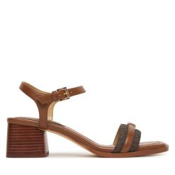 Sandały MICHAEL Michael Kors. Brązowe sandały damskie MICHAEL Michael Kors, bez wzorów, bez obcasa, na słupku, bez zapięcia. Za 629.99 zł.