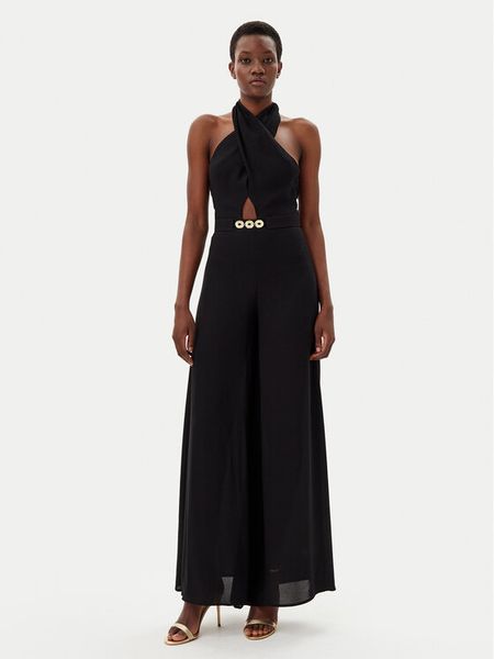 Simona Corsellini Kombinezon P25CPTU00501 Czarny Regular Fit. Czarne sukienki damskie SIMONA CORSELLINI, bez wzorów, z wiskozy, bez kołnierzyka, bez ramiączek. Za 999.99 zł.