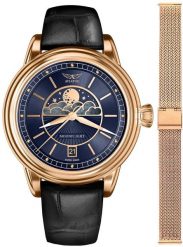 Zegarek damski Aviator V.1.33.2.256.4BM-SET różowe złoto. Czerwone zegarki damskie AVIATOR, złote. Za 3,388.90 zł.