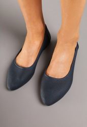 Granatowe Siateczkowe Balerinki ze Skórzaną Wkładką Gonira. Niebieskie balerinki damskie Born2be, bez wzorów, z jeansu, eleganckie, bez obcasa, na obcasie, bez zapięcia. Za 29.99 zł.