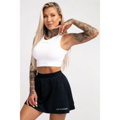 Top fitness damski Gym Glamour wiązany. Białe topy damskie GYM GLAMOUR, m, bez wzorów, glamour, bez kołnierzyka, bez ramiączek. Za 99.99 zł.