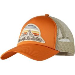 Czapka z daszkiem BUFF TRUCKER CAP BOUGI GINGER. Brązowe czapki damskie Buff, bez wzorów, sportowe. Za 91.99 zł.