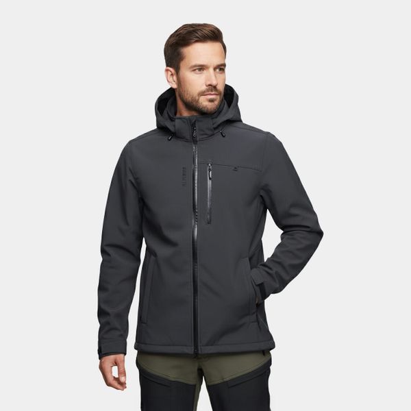 Kurtka męska softshell Alpinus Roignais. Szare kurtki męskie Alpinus, na jesień, l, bez wzorów, z elastanu, z kapturem, rowerowe. Za 349.99 zł.