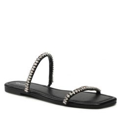Klapki QUAZI. Czarne klapki damskie QUAZI, bez wzorów, bez obcasa, bez zapięcia. Za 169.99 zł.
