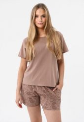 Piżama damska dwuczęściowa U-RAVA. Piżamy damskie Volcano, bez wzorów, z bawełny, bez ramiączek. Za 99.99 zł.