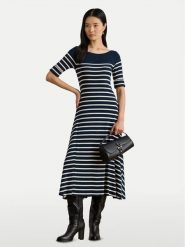 LAUREN RALPH LAUREN Sukienka codzienna 200P03739001 Granatowy Regular Fit. Niebieskie sukienki damskie Lauren Ralph Lauren, na co dzień, m, bez wzorów, z bawełny, bez kołnierzyka, bez ramiączek, proste. Za 769.99 zł.