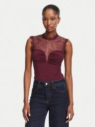 Rinascimento Body CFC0130488003 Bordowy Slim Fit. Czerwone body Rinascimento, bez wzorów, z syntetyku. Za 469.99 zł.