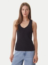 DKNY Top DJ6T1730 Czarny Slim Fit. Czarne topy damskie DKNY, xs, bez wzorów, z syntetyku, bez kołnierzyka, bez ramiączek. Za 259.99 zł.