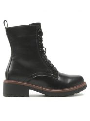 Clara Barson Trzewiki WS5658-06 Czarny. Czarne botki damskie Clara Barson, bez wzorów, ze skóry, bez obcasa, na słupku, bez zapięcia. Za 109.99 zł.