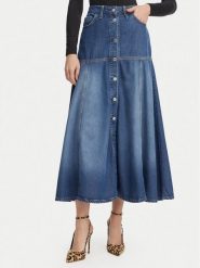 Guess Spódnica jeansowa W6GD09 D0702 Niebieski Regular Fit. Niebieskie spódnice damskie Guess, z aplikacjami, z jeansu. Za 524.99 zł.