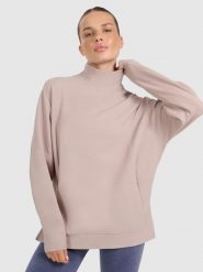 4F Bluza dresowa do jogi i pilatesu damska - beżowa M. Brązowe bluzy damskie 4F, l, bez wzorów, z bawełny, bez ramiączek, bez kaptura. W wyprzedaży za 169.99 zł.