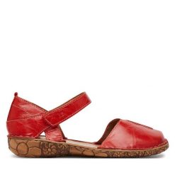 Półbuty Josef Seibel. Czerwone półbuty damskie Josef Seibel, bez wzorów, bez obcasa, na płaskiej podeszwie, bez zapięcia. Za 339.99 zł.