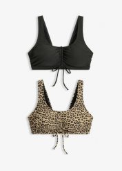 Biustonosz bikini bustier z troczkami (2 szt.). Czarne bikini bonprix, bez wzorów. Za 149.99 zł.