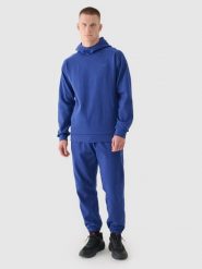4F Spodnie dresowe joggery męskie - granatowe XL. Niebieskie spodnie materiałowe męskie 4F, l, bez wzorów, z bawełny. W wyprzedaży za 89.99 zł.