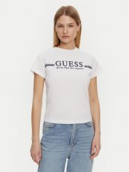 Guess T-Shirt V5GI03 I3Z14 Biały Regular Fit. Białe t-shirty damskie Guess, xl, z aplikacjami, z bawełny, bez kołnierzyka, bez ramiączek. Za 89.99 zł.