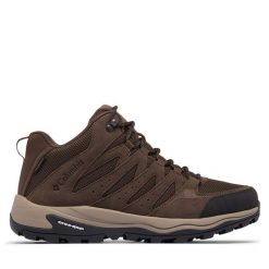 Trekkingi Columbia. Brązowe botki męskie Columbia, bez wzorów, sportowe, bez obcasa, bez zapięcia. Za 349.99 zł.