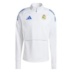 Dres Real Madrid Tiro 25 Competition 2025/26. Białe bluzy męskie Adidas, bez wzorów, z dresówki, sportowe, bez ramiączek, bez kaptura. W wyprzedaży za 313.00 zł.