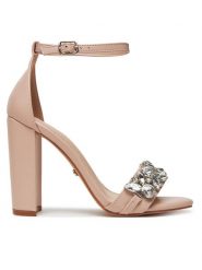 DeeZee Sandały F0812-4 Beżowy. Brązowe sandały damskie DeeZee, bez wzorów, z materiału, bez obcasa, na słupku, bez zapięcia. Za 159.99 zł.
