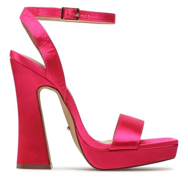 Sandały DeeZee. Czerwone sandały damskie DeeZee, bez wzorów, bez obcasa, na słupku, bez zapięcia. Za 179.99 zł.