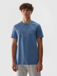4F T-shirt regular z nadrukiem męski - niebieski XL. Niebieskie t-shirty męskie 4F, m, bez wzorów, z bawełny, bez kołnierzyka, bez ramiączek. W wyprzedaży za 39.99 zł.
