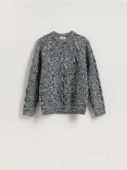 Wełniany sweter o warkoczowym splocie - wielobarwny. Swetry męskie Reserved, l, bez wzorów, z dzianiny, bez kołnierzyka, bez ramiączek. Za 329.99 zł.