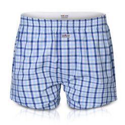 Męskie Bokserki Bawełniane - Pako Jeans - Biało-Niebieska Kratka. Białe bokserki męskie Pako Jeans, bez wzorów, z bawełny. Za 33.00 zł.