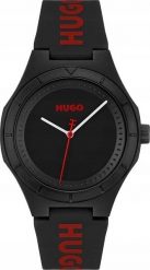 Zegarek Męski Hugo Lit For Him Black 1530343 + BOX. Czarne zegarki męskie Hugo Boss, bez wzorów. Za 467.22 zł.