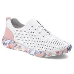 Półbuty damskie Artiker, skóra naturalna perforowana cholewka sznurowany fason lekka elastyczna podeszwa z kwiatowym motywem, białe, 58C0587. Białe półbuty damskie Artiker, bez wzorów, ze skóry, eleganckie, bez obcasa, bez zapięcia. Za 152.90 zł.