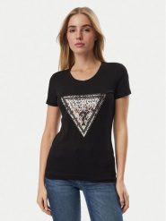 Guess T-Shirt W6BI26 K6047 Czarny Regular Fit. Czarne t-shirty damskie Guess, xl, z aplikacjami, z bawełny, bez kołnierzyka, bez ramiączek. Za 165.99 zł.