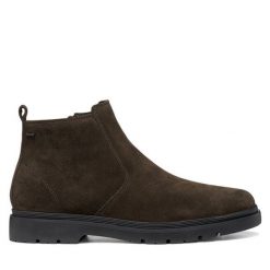 Botki Geox. Brązowe botki męskie Geox, bez wzorów, bez obcasa, bez zapięcia. Za 769.99 zł.