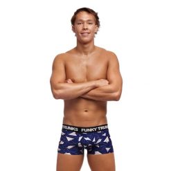 Bielizna męska bokserki spodenki bawełniane Funky Trunks Paper Plain. Niebieskia bokserki męskie Funkita, bez wzorów, z bawełny. Za 110.69 zł.