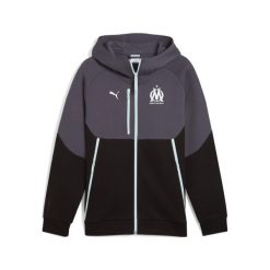 Zippowany sweatshirt OM FL 2025/26. Czarne bluzy męskie Puma, l, bez wzorów, sportowe, bez ramiączek, bez kaptura. Za 369.50 zł.