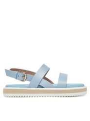 Pollini Sandały SA16483G0MTC0712 Błękitny. Niebieskie sandały damskie Pollini, bez wzorów, ze skóry, bez obcasa, na płaskiej podeszwie, bez zapięcia. Za 809.99 zł.