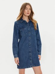 Noisy May Sukienka jeansowa New Signe 27034106 Granatowy Relaxed Fit. Niebieskie sukienki damskie Noisy May, xs, bez wzorów, z bawełny, bez kołnierzyka, bez ramiączek. Za 129.99 zł.
