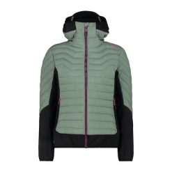 Kurtka damska turystyczna CMP 34Z2486. Zielone kurtki sportowe damskie CMP, xs, bez wzorów, bez ramiączek, bez kaptura, trekkingowe. Za 619.99 zł.