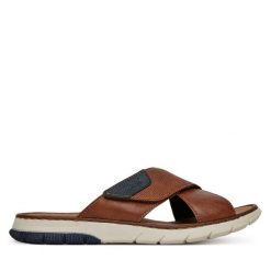 Klapki Rieker. Brązowe klapki męskie Rieker, bez wzorów, bez zapięcia. Za 189.99 zł.
