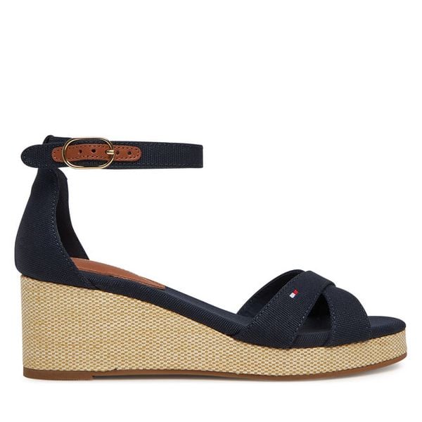 Sandały Tommy Hilfiger. Niebieskie sandały damskie Tommy Hilfiger, bez wzorów, bez obcasa, na koturnie, bez zapięcia. Za 269.99 zł.