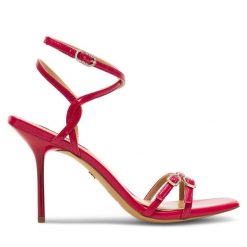 Sandały Nine West. Czerwone sandały damskie Nine West, bez wzorów, bez obcasa, na szpilce, bez zapięcia. Za 184.99 zł.